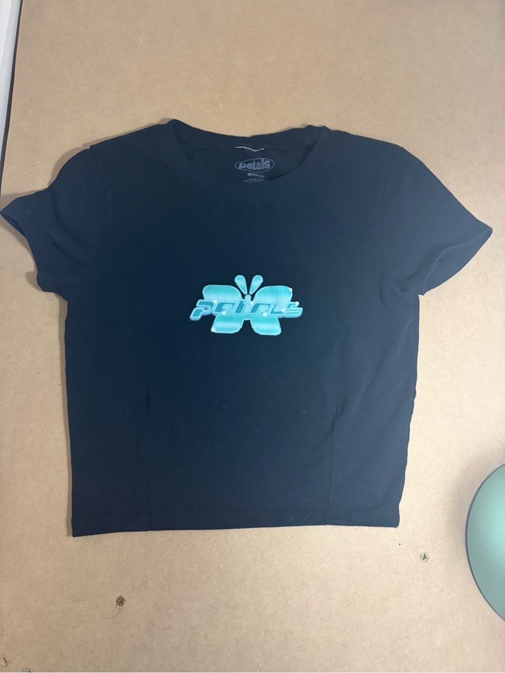 Zumiez Black Crop Top with Teal Logo